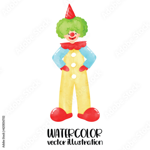clown, circus, watercolor, clown watercolor