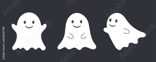 Cute ghosts. Vector Halloween clipart. 