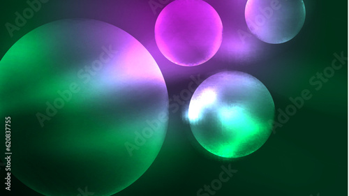 Neon glowing circles, magic energy space light concept, abstract background wallpaper design
