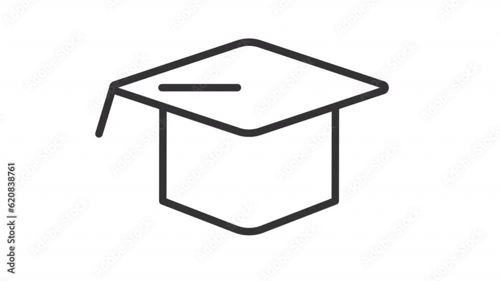 Mortarboard animated icon. Graduation hat line animation. Up and down. Online degree. Academic success. Black illustration on white background. HD video with alpha channel. Motion graphic Mortarboard animated icon. Graduation hat line animation. Up and down. Online degree. Academic success. Black illustration on white background. HD video with alpha channel. Motion graphic