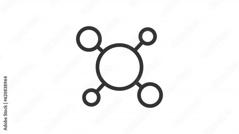Molecule animated icon. Chemical structure line animation. Rotational movement. Science project. Online study. Black illustration on white background. HD video with alpha channel. Motion graphic