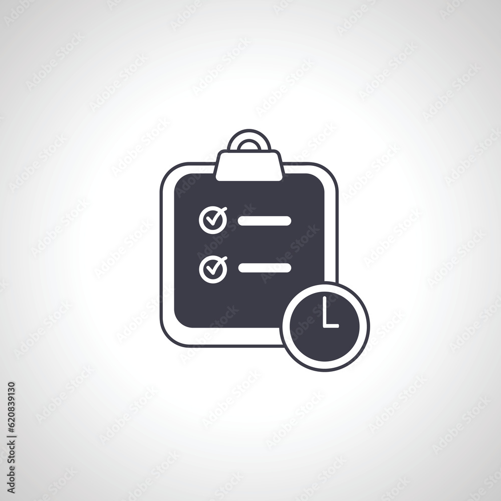 time management icon. clipboard with clock icon time management icon. clipboard with clock icon