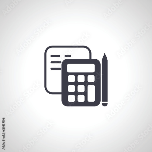 accounting icon. calculator with paper and pen icon.