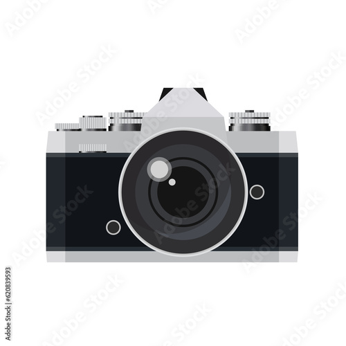 Retro film camera in a flat style