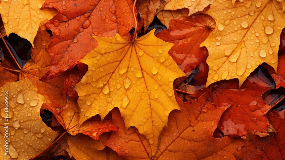 Fallen Autumn Leaves Background., Happy Autumn Concept. Generative Ai Fallen Autumn Leaves Background., Happy Autumn Concept. Generative Ai