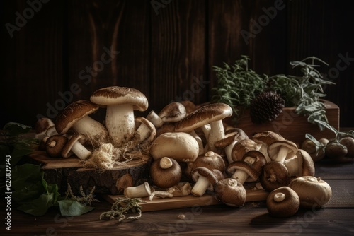 Organic mushrooms edible. Generate Ai