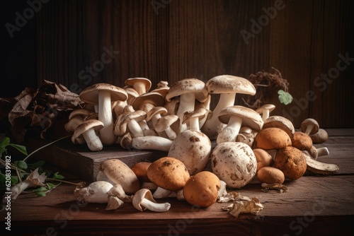 Organic mushrooms diet. Generate Ai