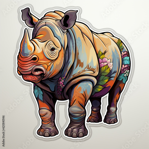 cute Rhinoceros Sticker © Debi Kurnia Putra