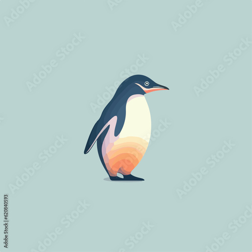 Penguin vector icon logo cartoon character fish salmon illustration doodle.  