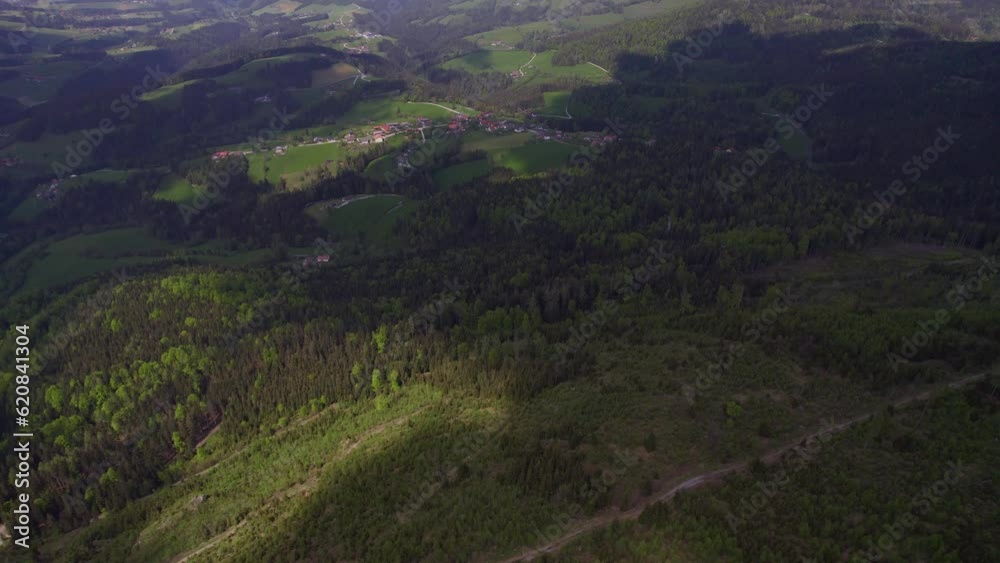 Flying over a rolling hills and small villages in Austria- nearby Sound of Music location Flying over a rolling hills and small villages in Austria- nearby Sound of Music location