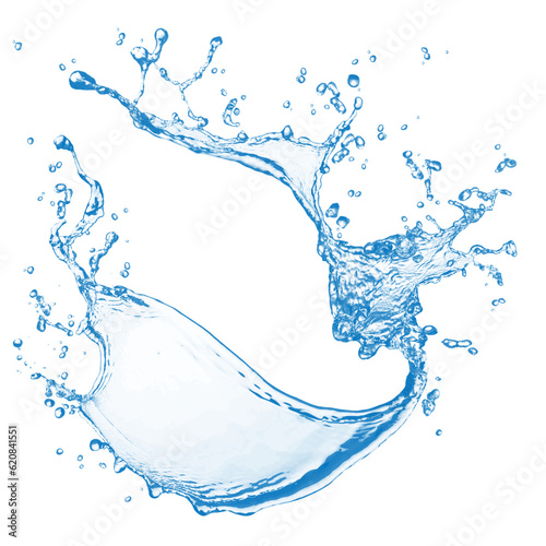 Water splash with isolated transparent background in white background