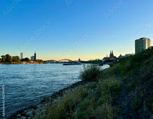 The Rhine river and cityscape of Cologne, Germany © Noppadol