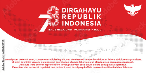 17 August. Indonesia Happy Independence Day banner, greeting card, background vector. Dirgahayu Republik Indonesia photo