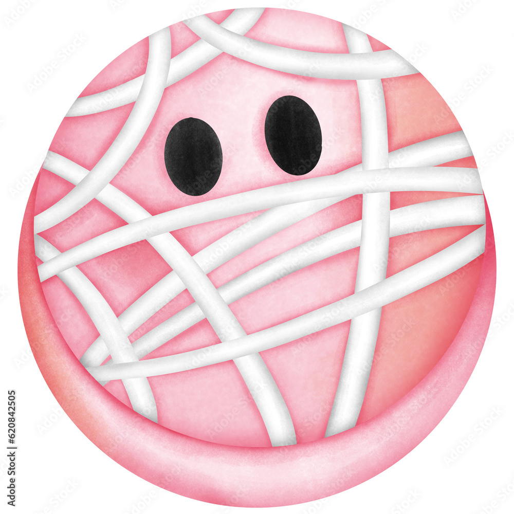 Naklejka premium Single pink macaron mummy halloween illustration