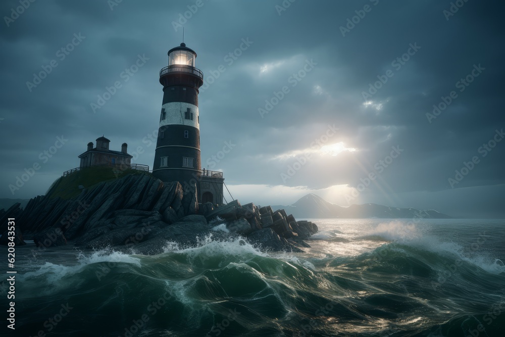 Sea lighthouse vision. Generate Ai