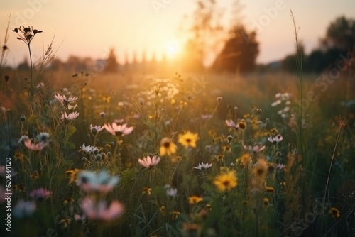 Summer meadow wild flowers. Generate Ai © nsit0108
