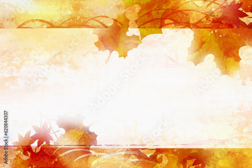 Photo 秋の紅葉をイメージした背景イラスト