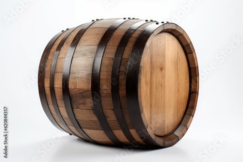 Traditional wooden barrel drink. Generate Ai