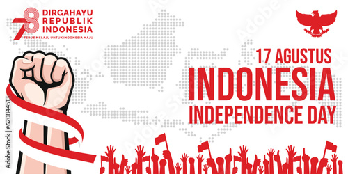17 August. Indonesia Happy Independence Day banner, greeting card, background vector. Dirgahayu Republik Indonesia