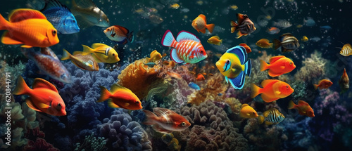 Underwater world and its inhabitants 