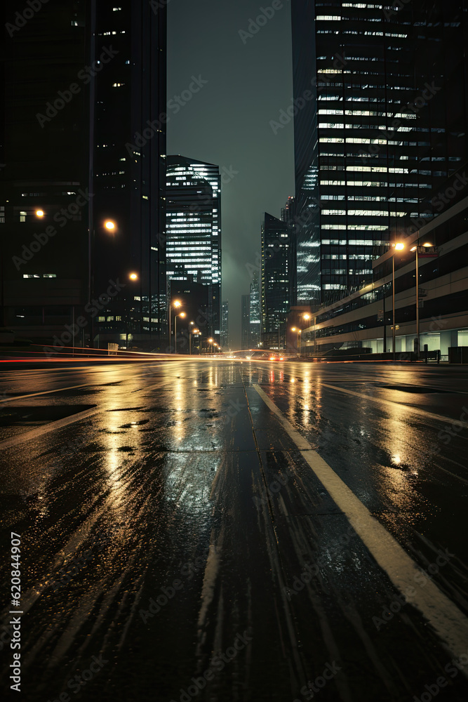 View of the city at night. Inspired by Minneapolis, Minnesota, USA. Travel, Poster.