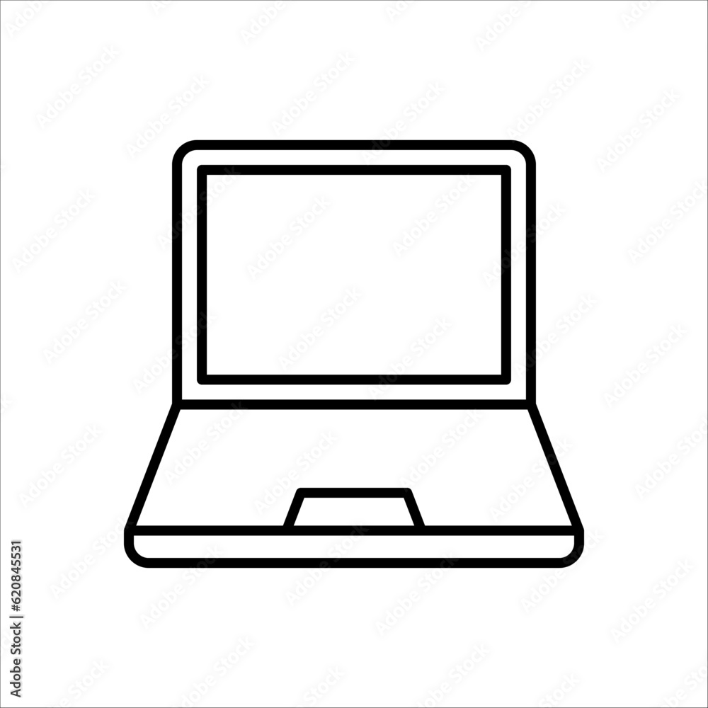 Laptop with pointer or cursor icon isolated on white background Laptop with pointer or cursor icon isolated on white background