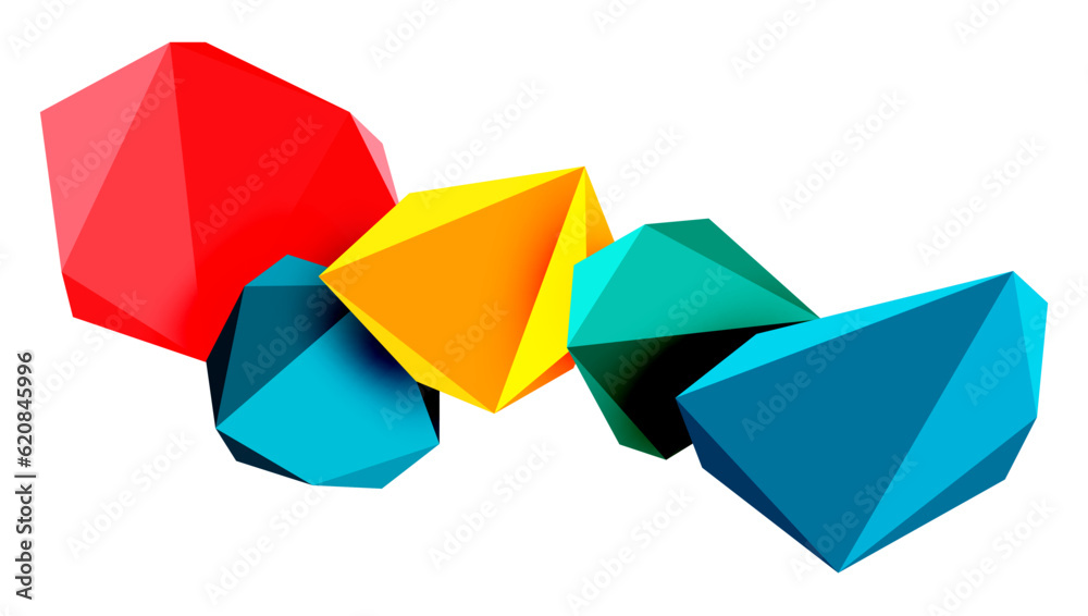 Abstract low poly stone design. Geometric 3d vector design element Abstract low poly stone design. Geometric 3d vector design element
