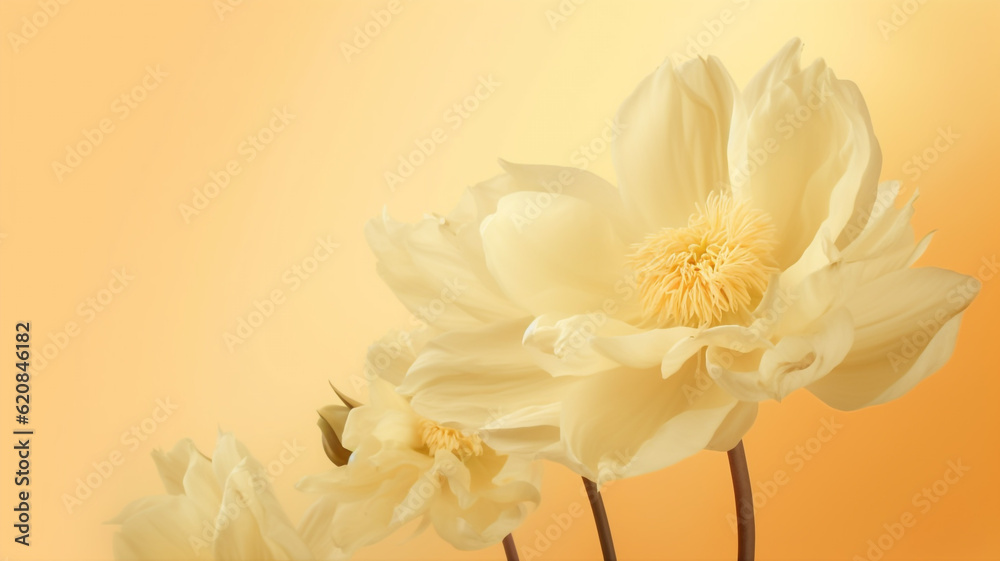 Flower frame with yellow pastel background