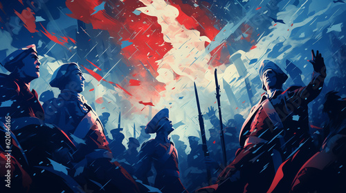 Révolution française, avec le blanc de l'espoir, le bleu de la liberté et le rouge de la passion révolutionnaire.
