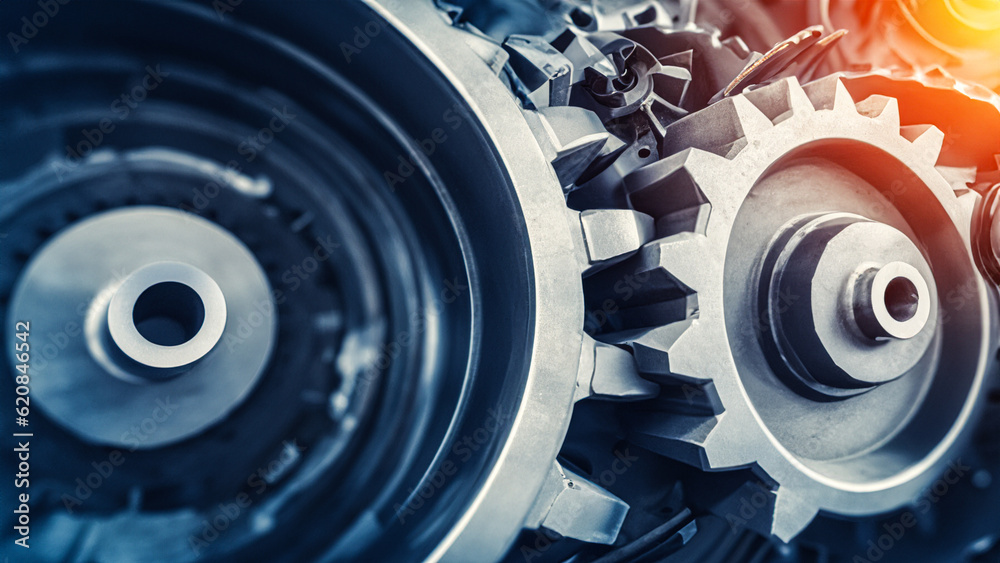 engineering parts arrangement concept, focal-point on the large closest gear engineering parts arrangement concept, focal-point on the large closest gear