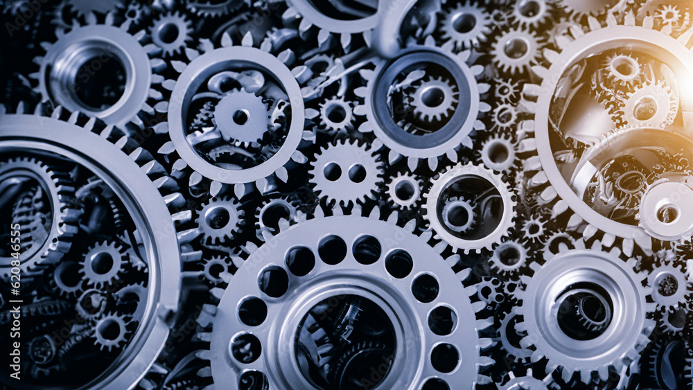 engineering parts arrangement concept, focal-point on the large closest gear engineering parts arrangement concept, focal-point on the large closest gear