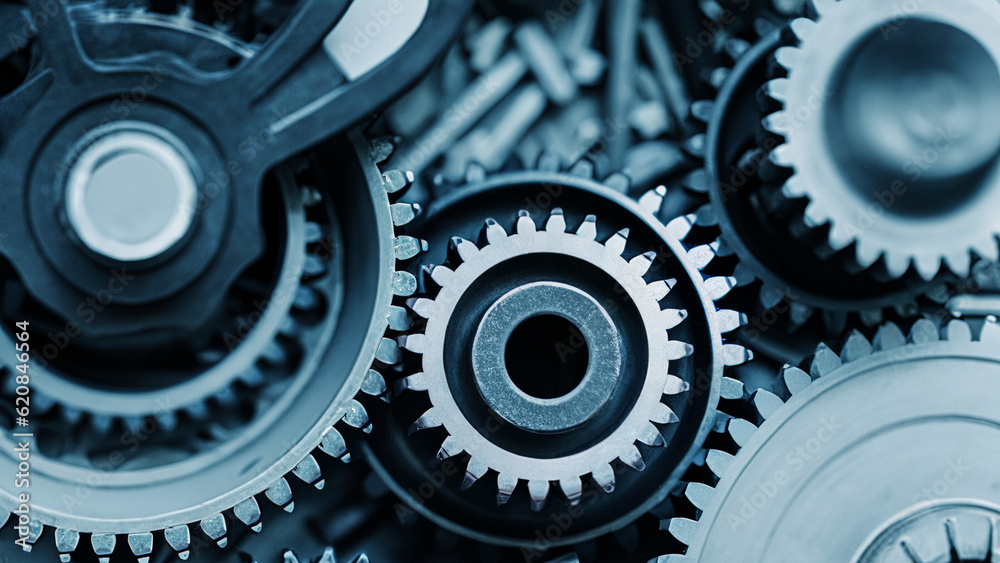engineering parts arrangement concept, focal-point on the large closest gear engineering parts arrangement concept, focal-point on the large closest gear