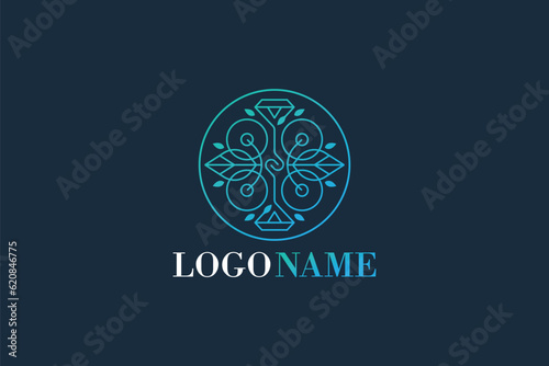 Creative logo design depicting a floral diamond, designated for the fashion or apparel industry.