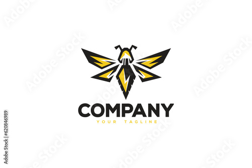 Creative logo design depicting a bee shaped like a spear- Logo Design Template	
 photo