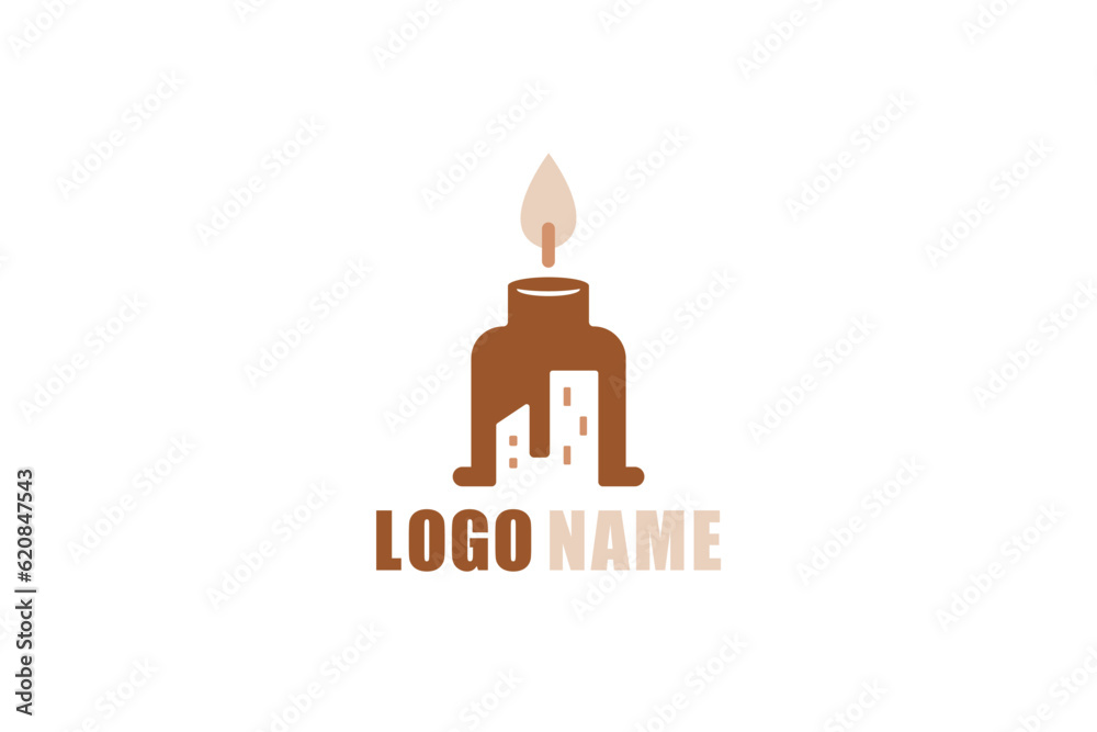 Creative logo design depicting a burning candle. - Logo design template of a burning candle Creative logo design depicting a burning candle. - Logo design template of a burning candle