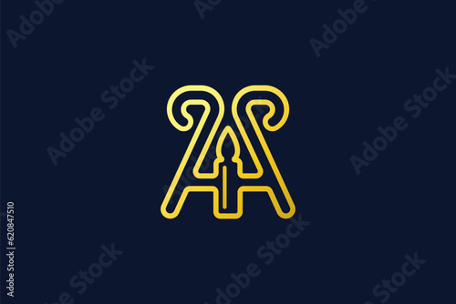 Creative logo design depicting a burning candle. - Logo design template of a burning candle