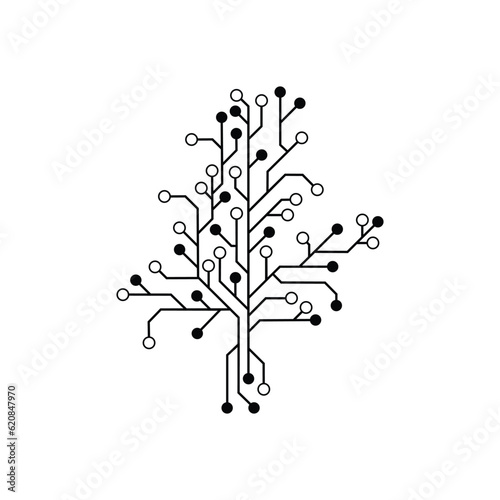 Abstract vector tree circuit board Illustration of an Innovative Electronic Network on a white screen for futuristic digital background