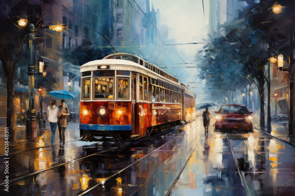 Oil Painting of Capture the Vibrant Energy of New York City Street, Generative AI Oil Painting of Capture the Vibrant Energy of New York City Street, Generative AI