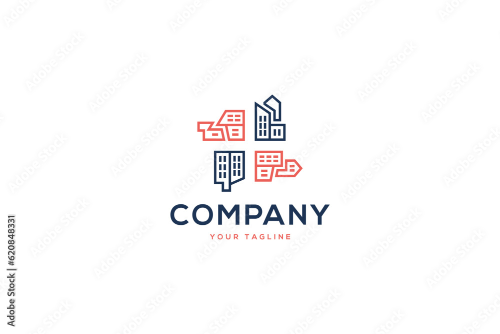 Creative logo design depicting a city with a cross inside the negative space - Logo Design Template Creative logo design depicting a city with a cross inside the negative space - Logo Design Template