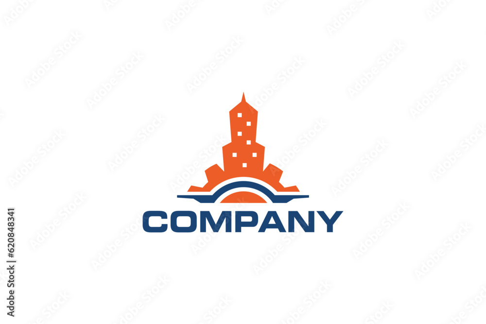 Creative logo design depicting a  cog city- Logo Design Template