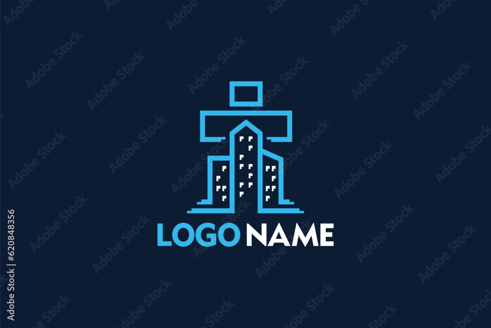 Creative logo design depicting a cross city - Logo Design Template
