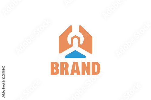 Creative logo design depicting a wrench house - Logo Design Template