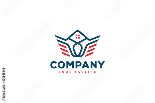 Creative logo design depicting a winged house- Logo Design Template