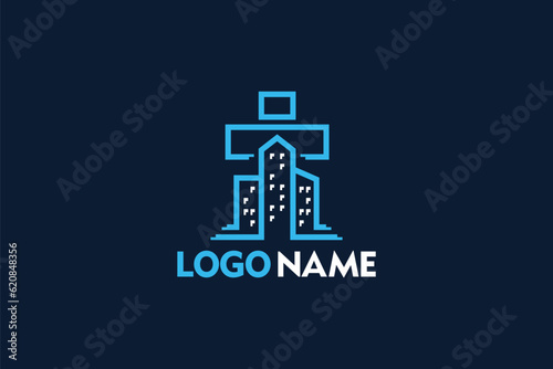 Creative logo design depicting a cross city - Logo Design Template 