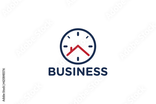Creative logo design depicting a house inside a clock - Logo Design Template	
