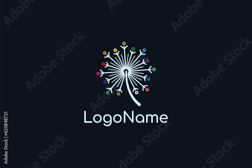 Creative logo design depicting a group shaped like a dandilion - Logo Design Template	
