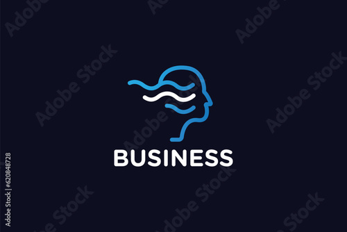 Creative logo design depicting a head with waves- Logo Design Template	
