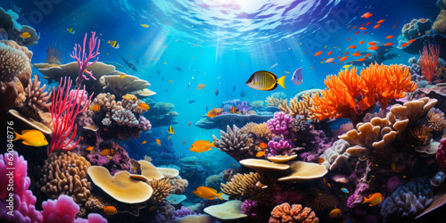 Coral Kingdom: Captivating Underwater Landscape with Colorful Marine Life © Bartek