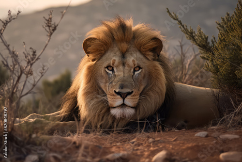 Lion in nature  national geography  Wide life animals. AI Generated.