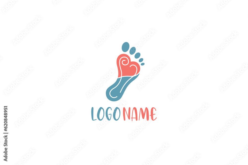 Creative logo design depicting a foot shaped like a heart- Logo Design Template	
